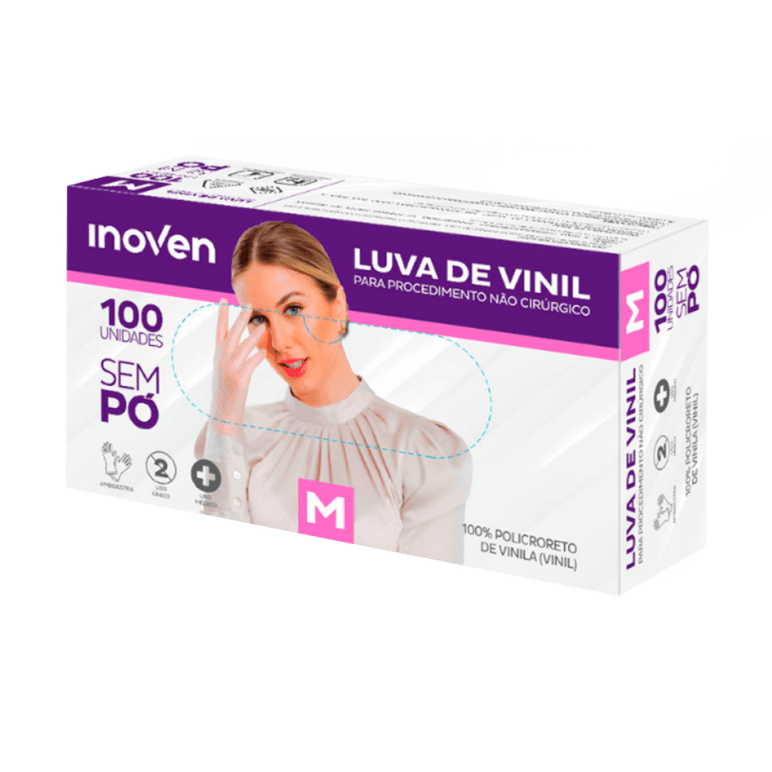 LUVA INOVEN VINIL SEM PO M 100 UN