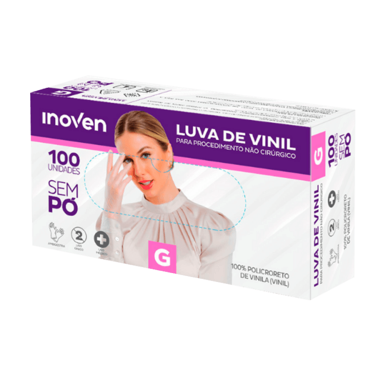 LUVA INOVEN VINIL SEM PO G 100 UN