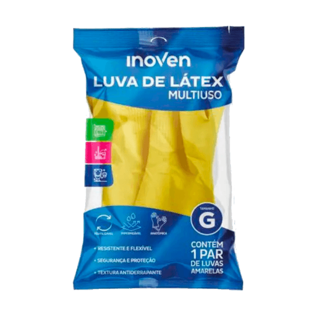 LUVA INOVEN LIMPEZA AMARELA G 1 PAR