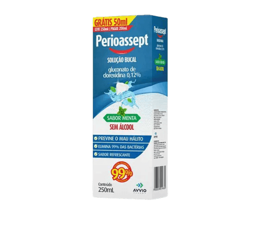 ENXAGUANTE BUCAL PERIOASSEPT SEM ÁLCOOL 250ML