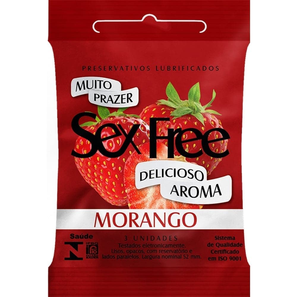 PRESERVATIVO SEX FREE MORANGO 3UN