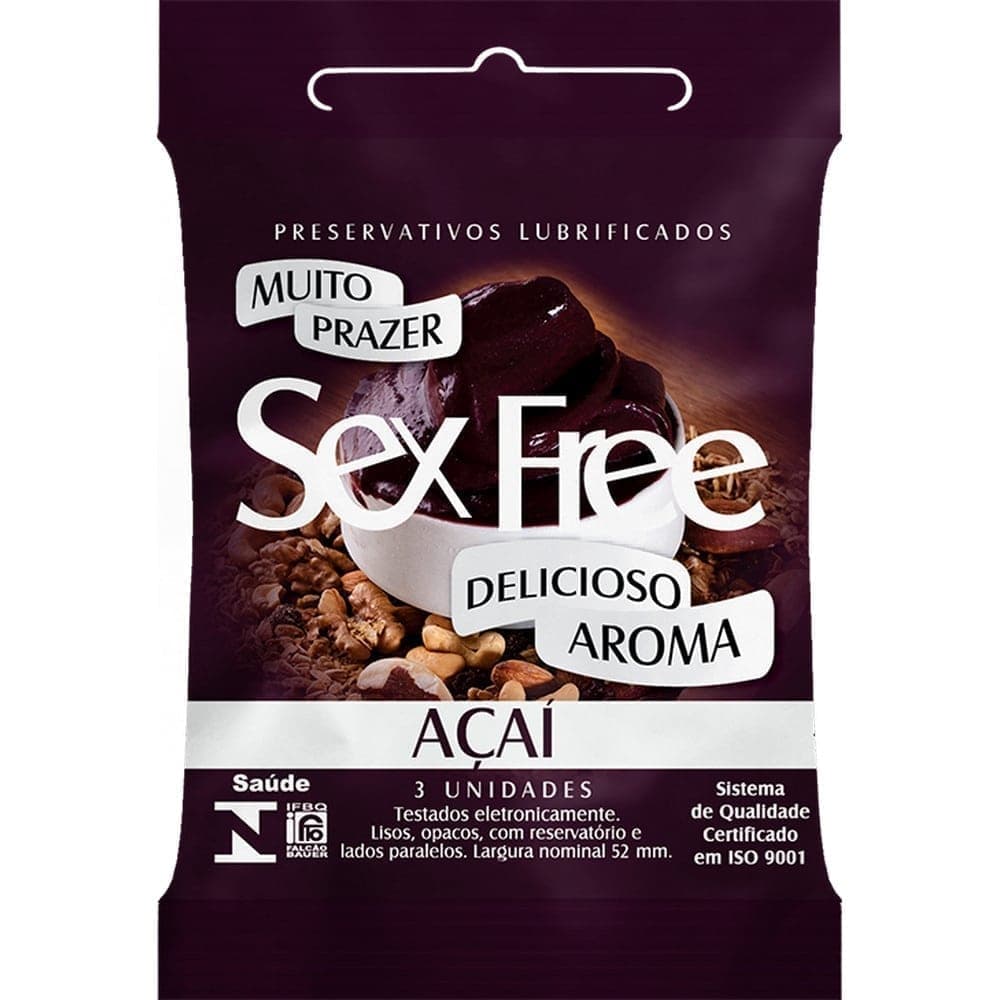PRESERVATIVO SEX FREE ACAÍ 3UN