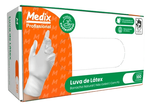 LUVA PROFÍSSIONAL MEDIX LÁTEX M 100UN