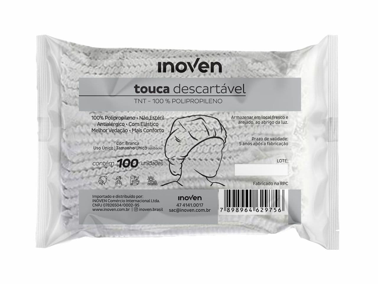 TOUCA DESCARTAVEL INOVEN BRANCA 100 UN