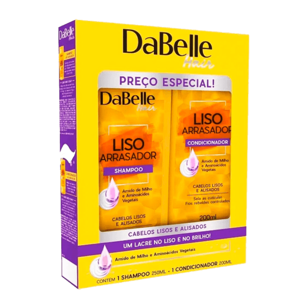 KIT DABELLE SHAMPOO 250ML+CONDICIONADOR 200ML LISO
