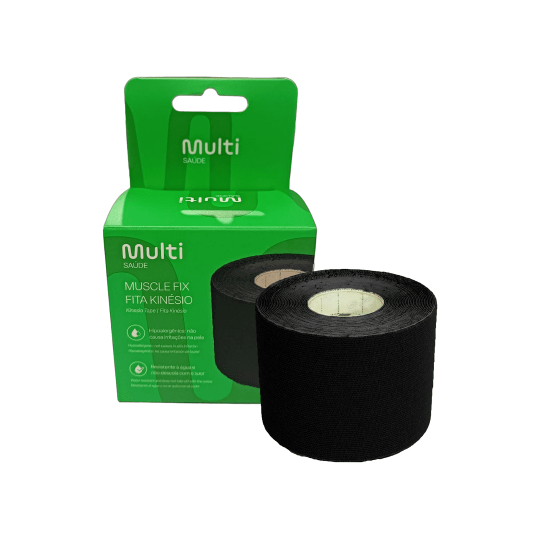 FITA KINESIO MULTILASER ROLO 5CMX5M PRETA