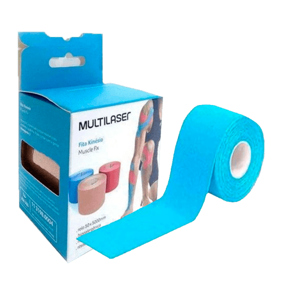 FITA KINESIO MULTILASER ROLO 5CMX5M AZUL