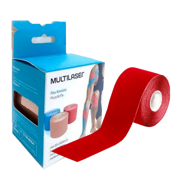 FITA KINESIO MULTILASER ROLO 5CMX5M VERMELHA